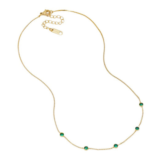 Stainless Steel 36cm + 5cm station cubic zirconia necklace