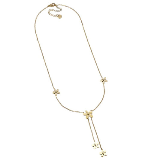 Stainless Steel 40cm + 5cm flower drop necklace