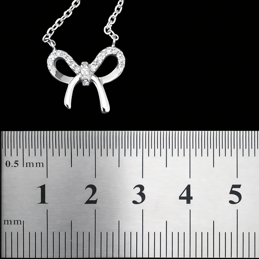 925 Silver cubic zirconia bow necklace