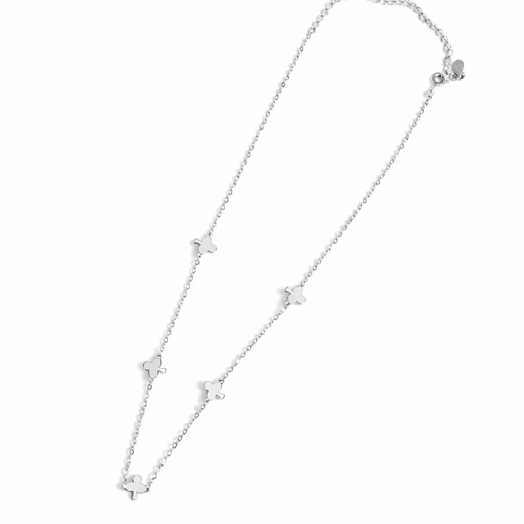 925 Silver plain clover charm necklace