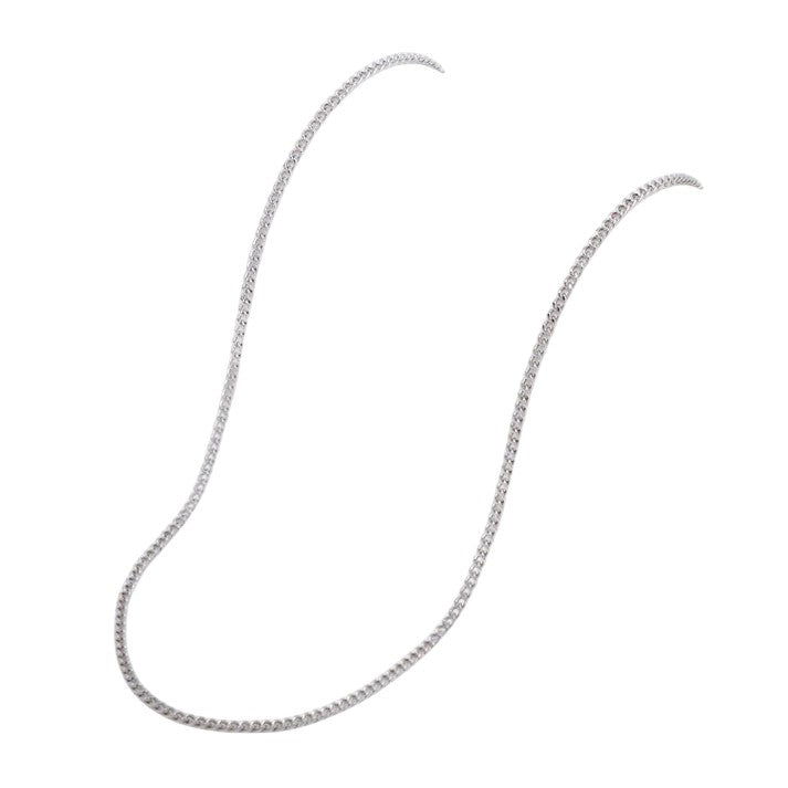 925 Sterling Silver 1mm x 45cm rhodium plated curb chain