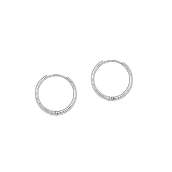 Silver Stainless Steel 1.5mm x 15mm hoop earring