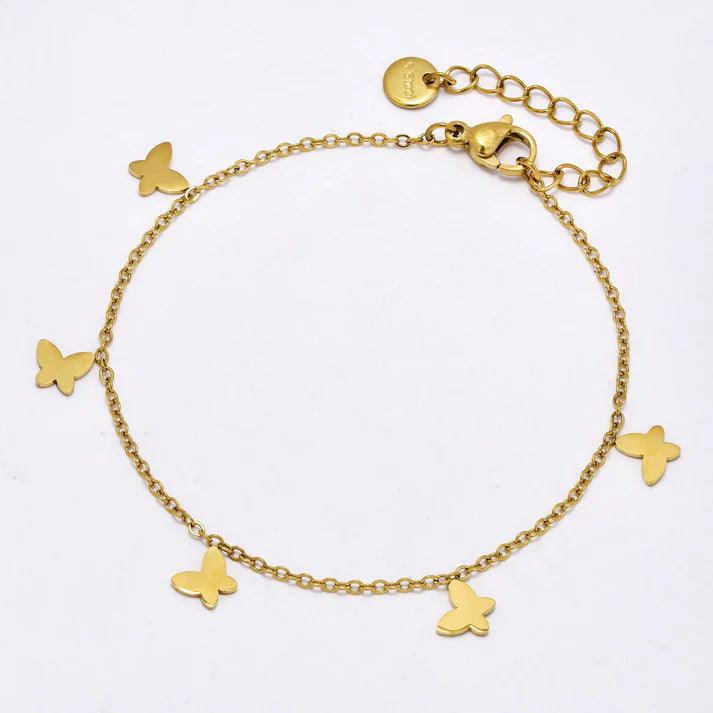 Stainless steel butterfly bracelet gold steel