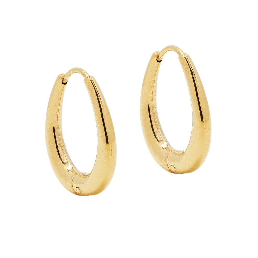 Gold Stainless Steel 16mm x 19mm oval hoop earring