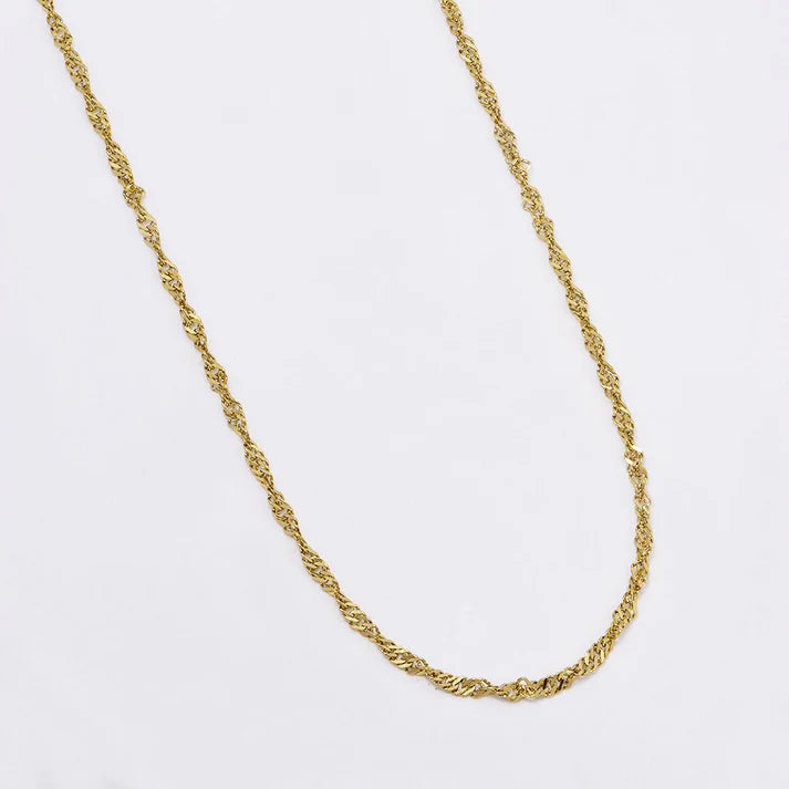 Gold stainless steel 2.5mm x 45+5cm Singapore fancy chain