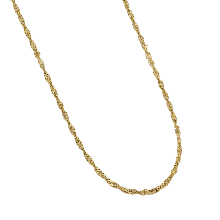 Gold Stainless Steel 2.5mm x 43cm+ 5cm Singapore fancy chain