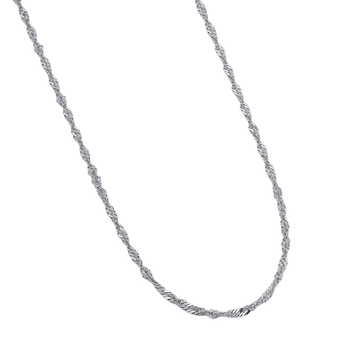 Silver Stainless Steel 2.5mm x 43cm + 5cm Singapore fancy chain