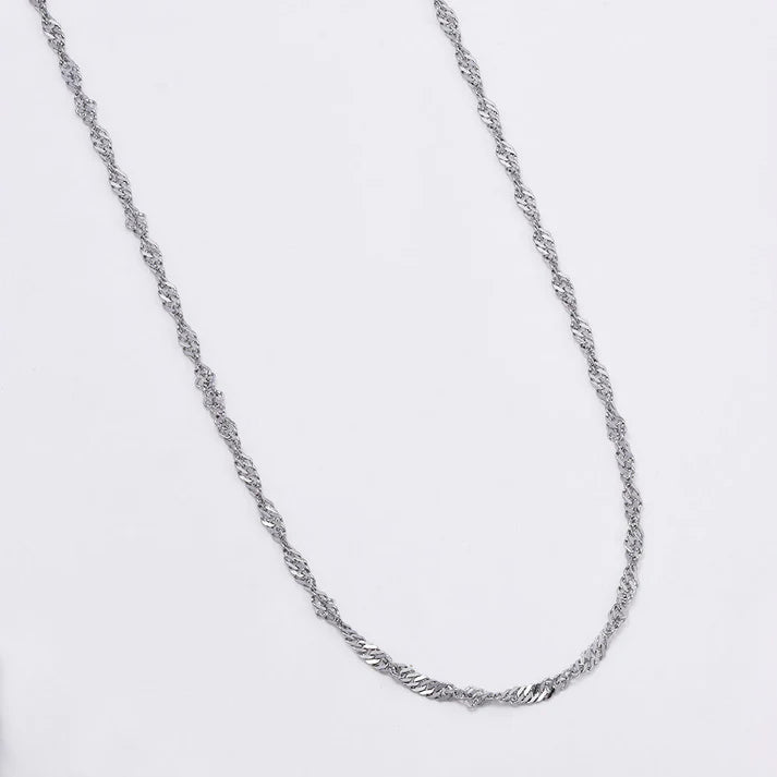 Silver stainless steel 2.5mm x 45+5cm Singapore fancy chain