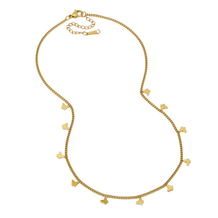 Stainless Steel 39 cm + 5cm butterfly disk necklace