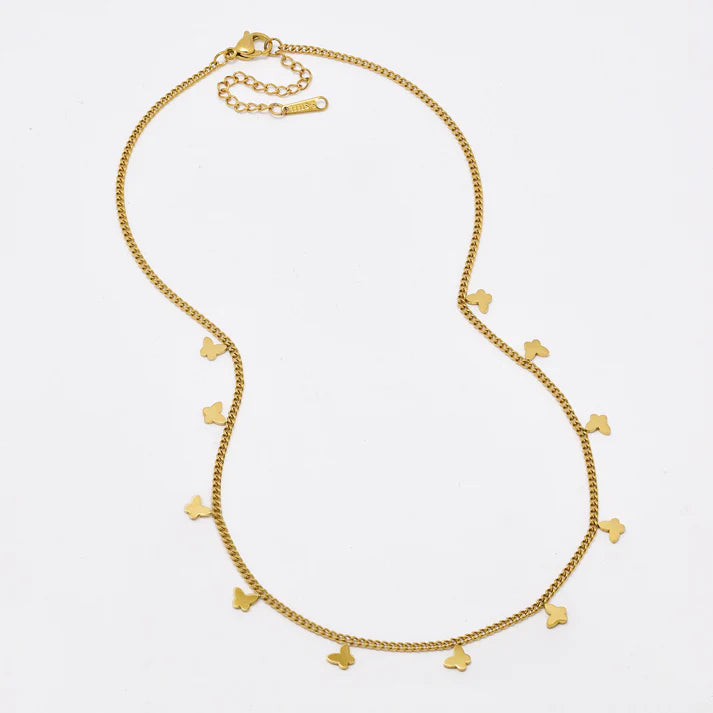 Stainless steel 39.5cm + 5cm butterfly disk necklace