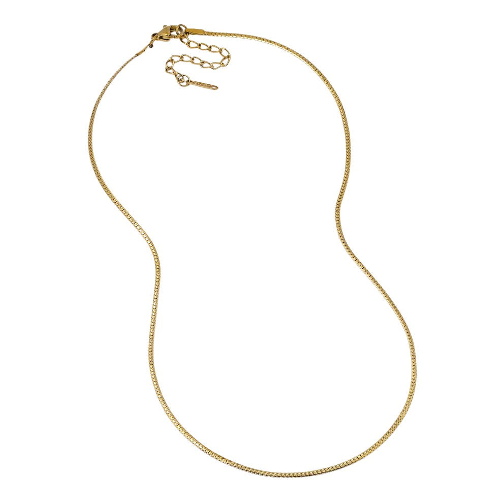 Gold Stainless Steel 39.5cm + 5cm x 1.5mm tight curb necklace