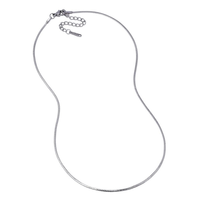 Silver Stainless Steel 39.5cm + 5cm x 1.5mm tight curb necklace
