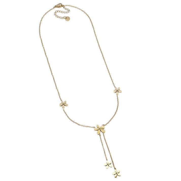 Stainless Steel 40cm + 5cm flower drop necklace