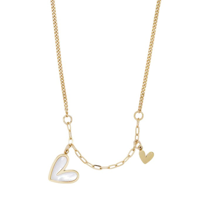 Stainless Steel 40cm + 5cm paperclip & curb link heart necklace