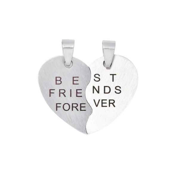 2 Piece split heart BFF stainless steel pendant