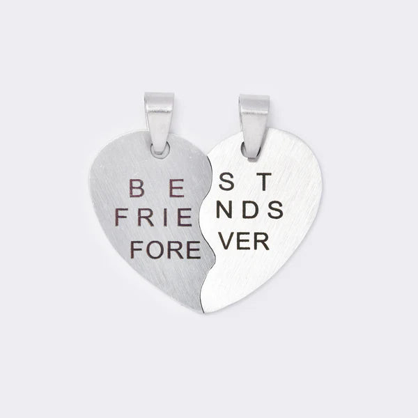 2 Piece split heart BFF stainless steel pendant