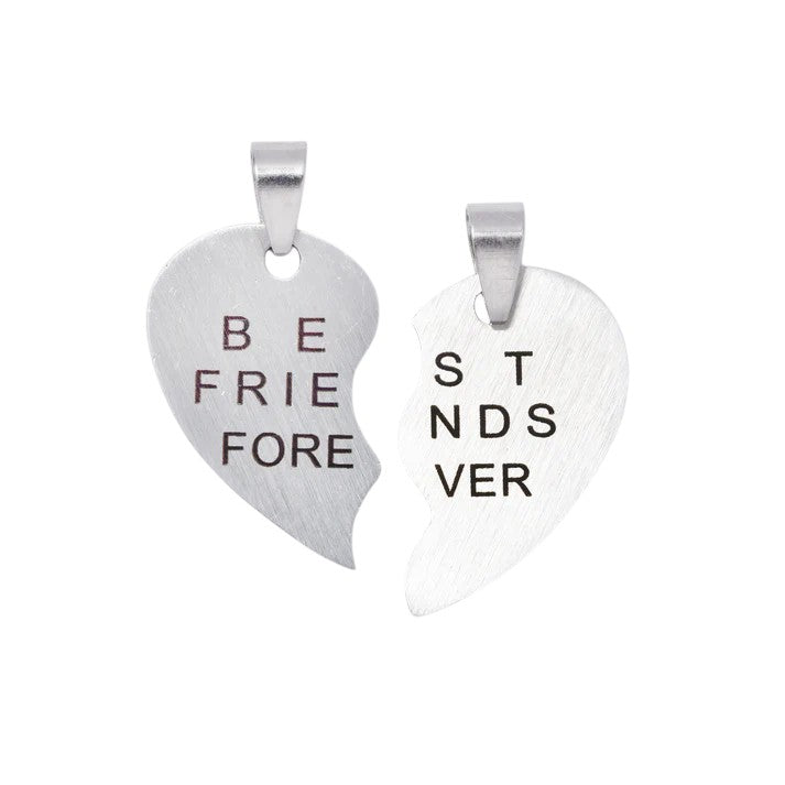 2 Piece split heart BFF stainless steel pendant