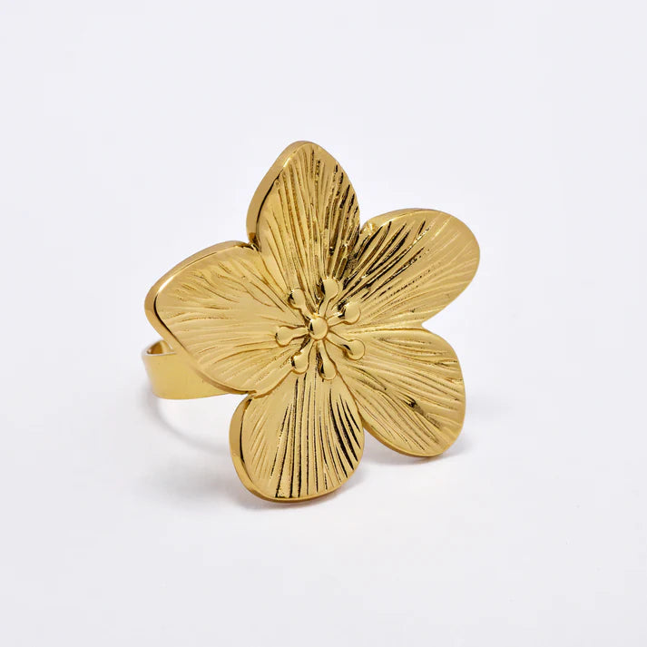 Stainless steel flower open size ring