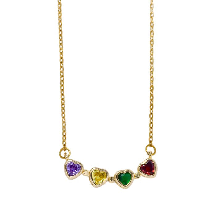 Stainless Steel chain with cubic zirconia heart magnetic foldable flower pendant